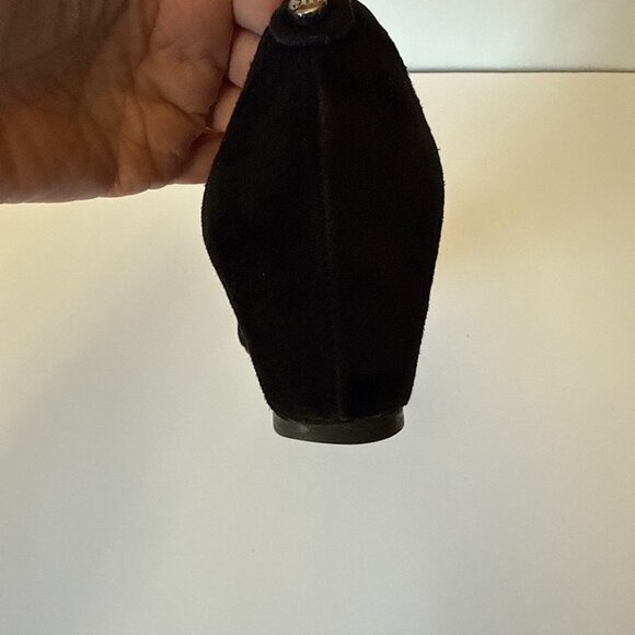 Stuart Weitzman Womens Sz 6 Black Suede Quilted Toe Ballet Wedge Pumps - Picture 14 of 16